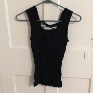 Oboe black sleeveless top with exposed middle back. Very stylish!